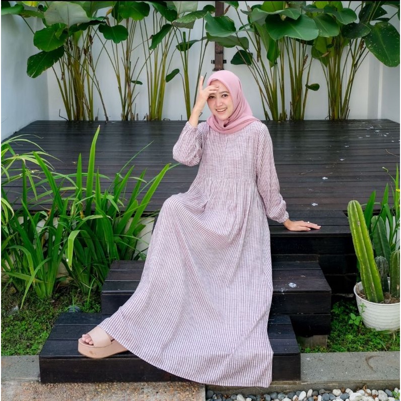 Dress pakaian wanita gamis casual nuela womenwear