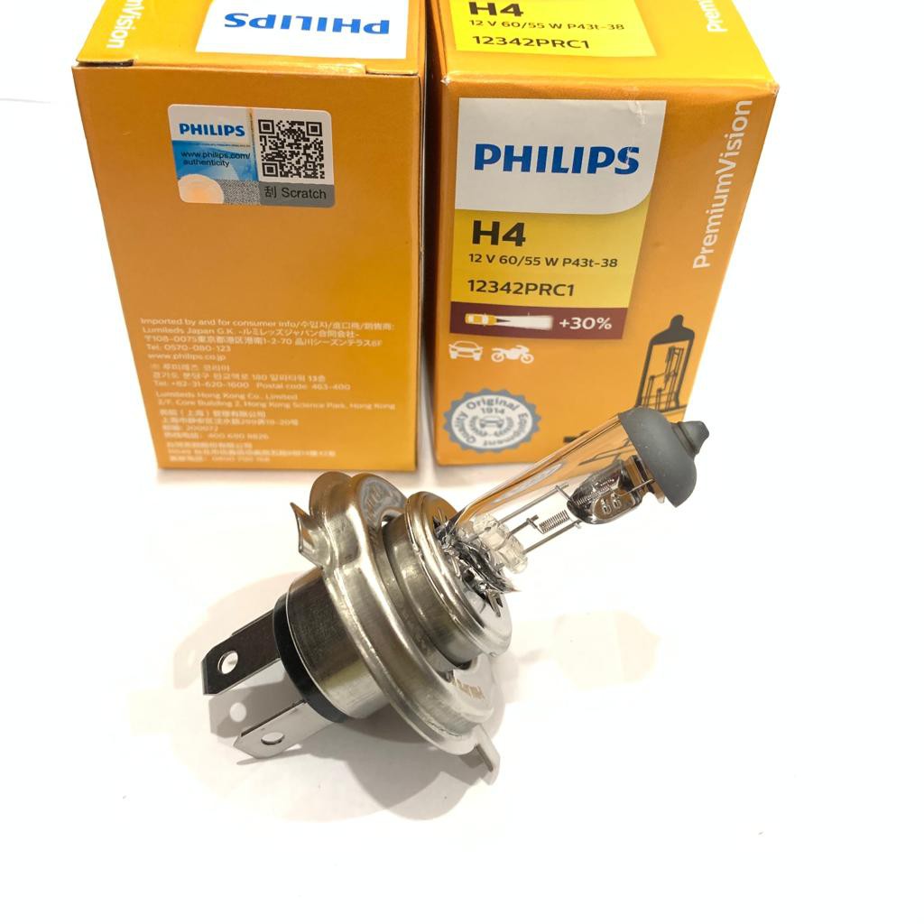 BOHLAM MOBIL H4 ISI 2 ORIGINAL PHILIPS 12V 60/55 WATT WARNA KUNING