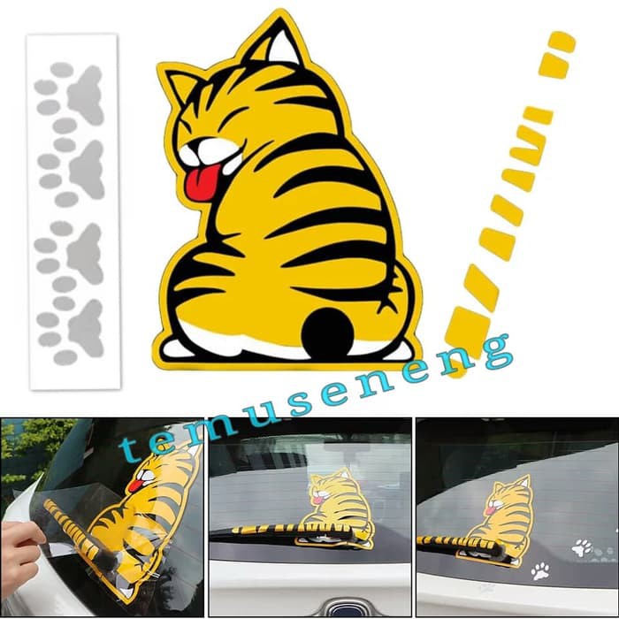 Stiker Kucing Kaca Mobil Belakang Wiper Cat Sticker Moving Tail Gerak