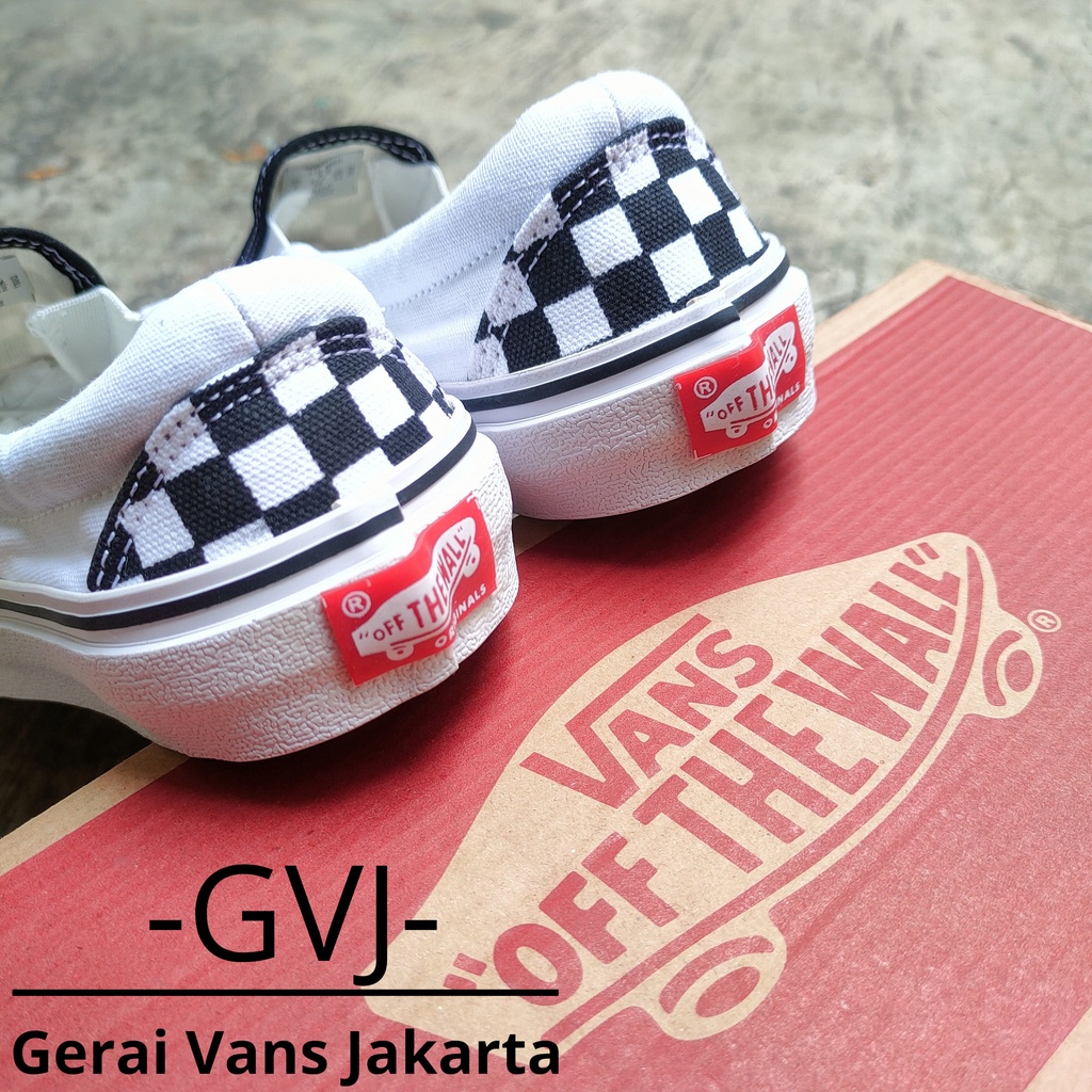 (BISA GRAB) VANS SLIP ON CLASSIC CHECKERBOARD BLACK WHITE WAFFLE DT PREMIUM | VANS SLIP ON ORIGINAL-5