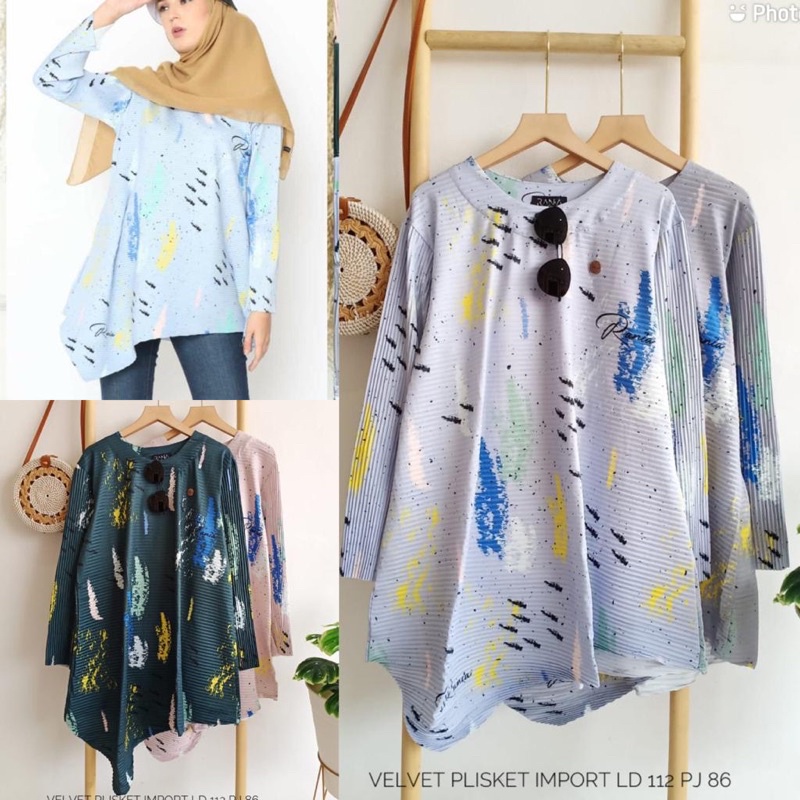 blus velvet plisket