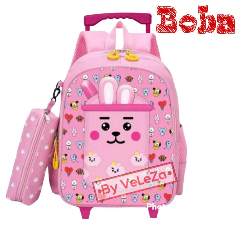 Tas ransel troli anak karakter Boba 2in1 - tas + tempat pinsil