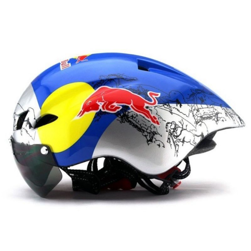 Helm Sepeda Aero Google REDBULL Designer untuk Roadbike - Biru Silver