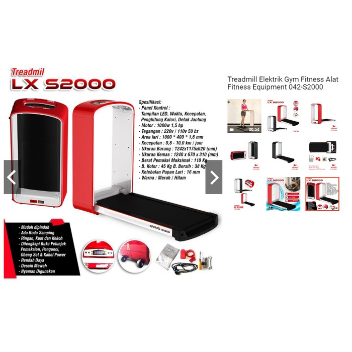 Treadmill Fitness Jalan Olahraga Di Ruangan Rumah Kantor Portable LX 042- S2000 Speeds Original