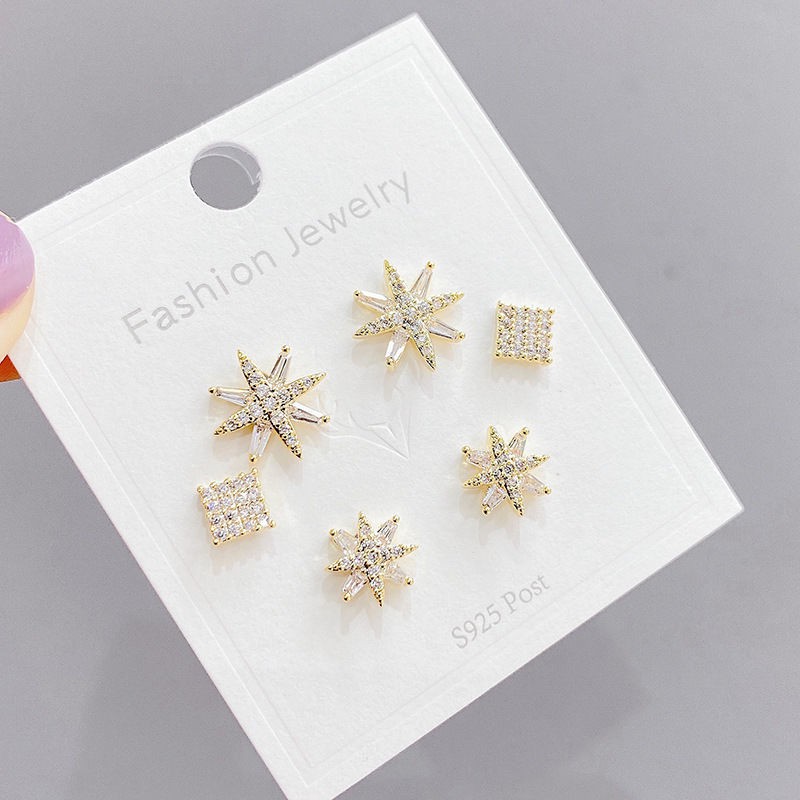 AKSESORIS ANTING ANTING 3PASANG KOREA FASHION WANITA S925