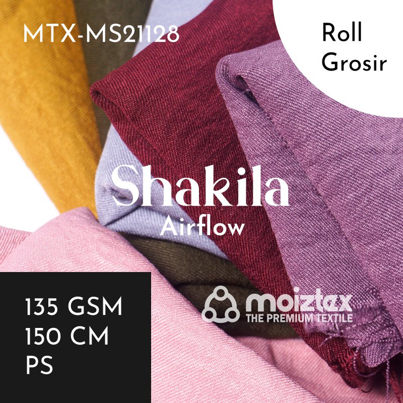 BAHAN KAIN SHAKILA AIRFLOW (TANYA STOCK ADMIN) MIN. ORDER 1 ROLL