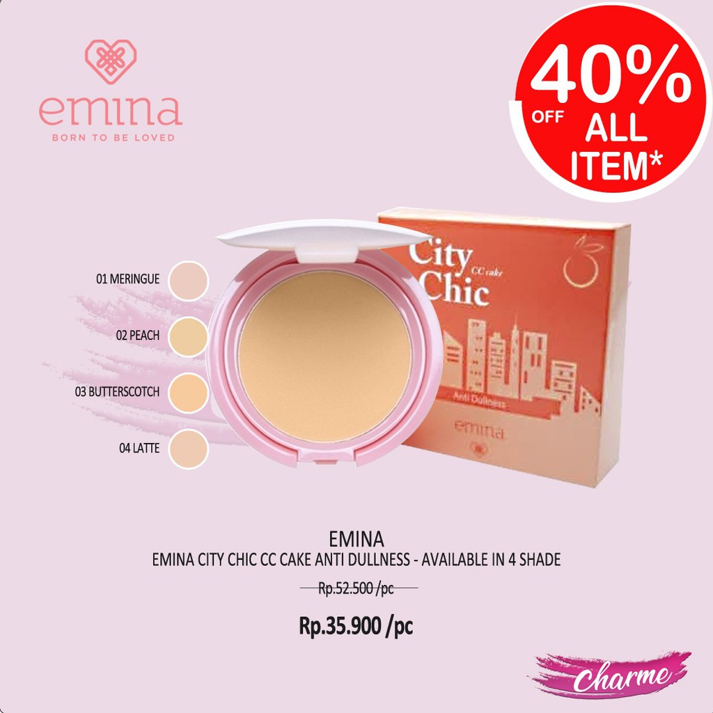(READY & ORI) Emina City Chic CC Cake Anti Dullness Bedak padat compact powder BPOM