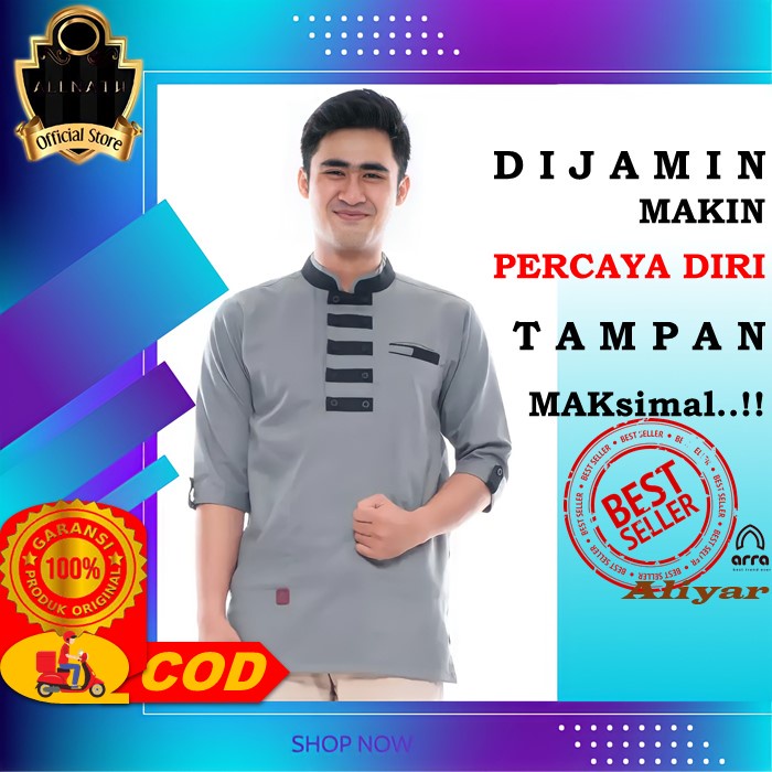 Pakaian Baju Atasan Koko Kurta Pakistan Fashion Busana Muslim Pria Dewasa Bahan Kain Cotton Katun To