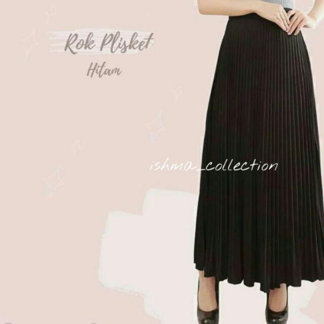 Rok Plisket Bawahan Wanita Flare Skirt Fashion Grosir Terlaris / ROK PLISKET SUPER MAYUNG/ FLARE SKI-Rok plisket- HITAM
