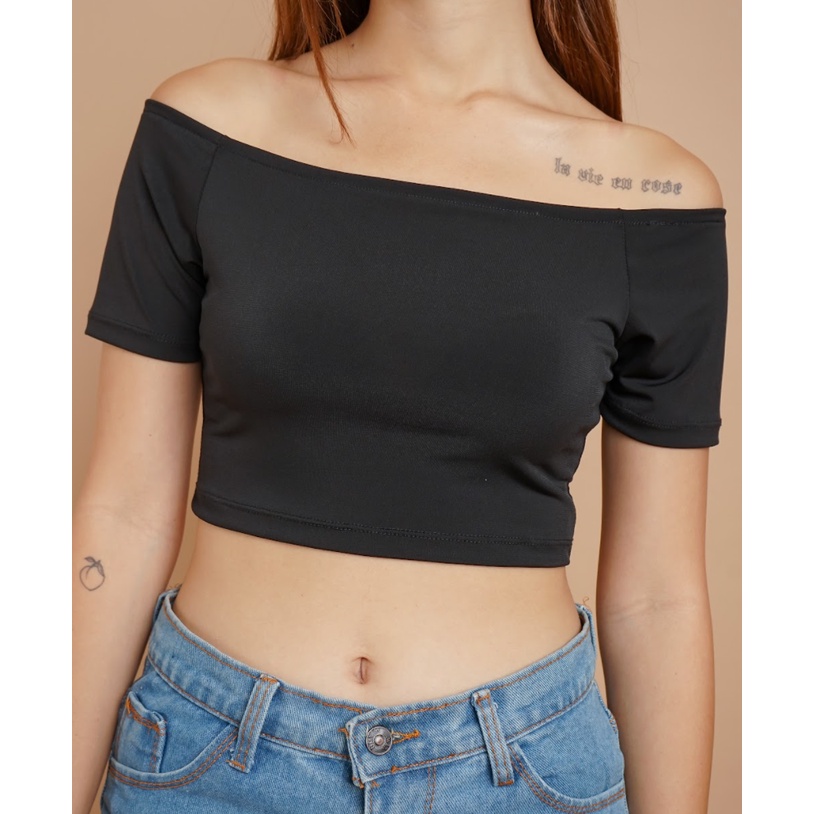 MODAVIE - ROSE TANKTOP Sabrina Crop Top T-Shirt Kaos Pendek Wanita