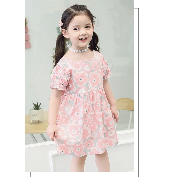 babyfit SWEET JOY 100% [2-7thn] katun baju dress korea anak perempuan lengan puff import jx-0828r