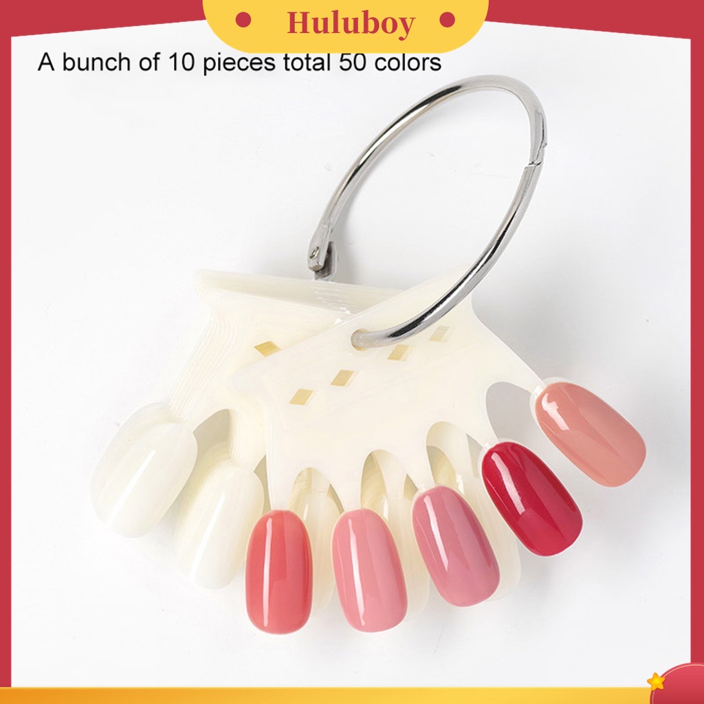 Huluboy Huluboy♡ 10 / 50 Pcs Stik Display Kuku Palsu Bentuk Kipas Bahan ABS Untuk Praktek Manicure