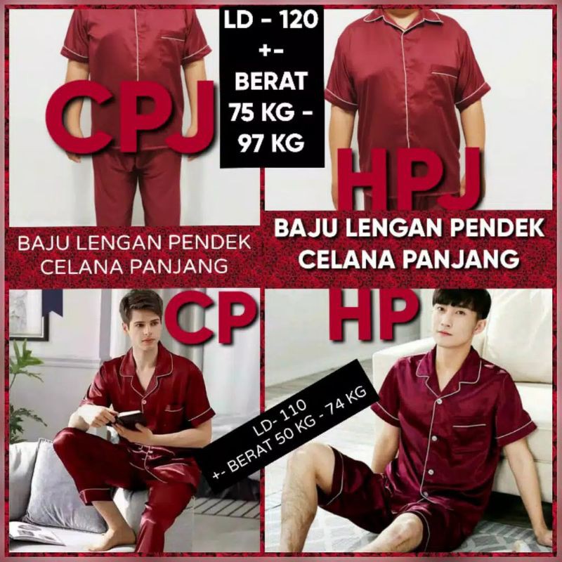 pajamas pasangan suami istri couple / cowok cewek Piyama baju tidur satin polos lengan pendek