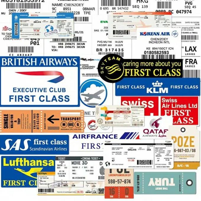 Stiker Boarding Pass Sticker koper rimowa tiket maskapai airlines