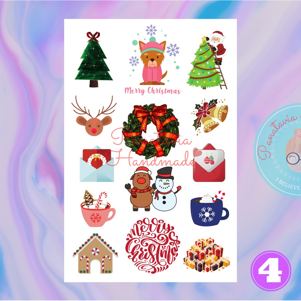 Stiker Lucu ♡ Tema Merry Christmas | Stiker Tahan Air | Stiker tahan Cuaca | Stiker estetik | Natal-4