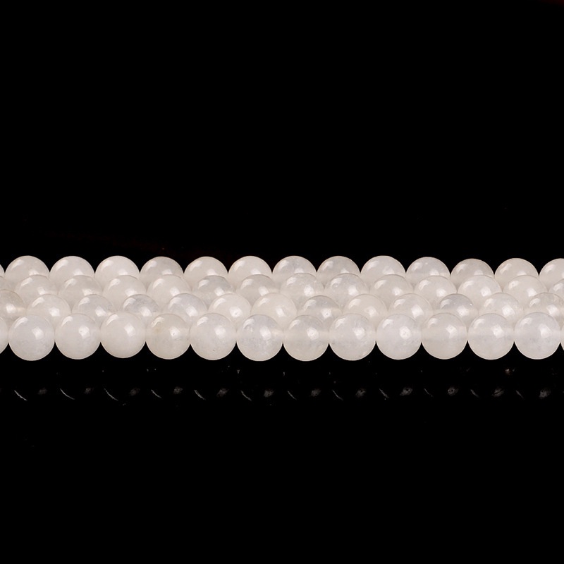 1strand/lot 4 6 8 10 12 mm Manik-manik batu permata bulat batu akik putih untuk membuat perhiasan gelang kalung DIY