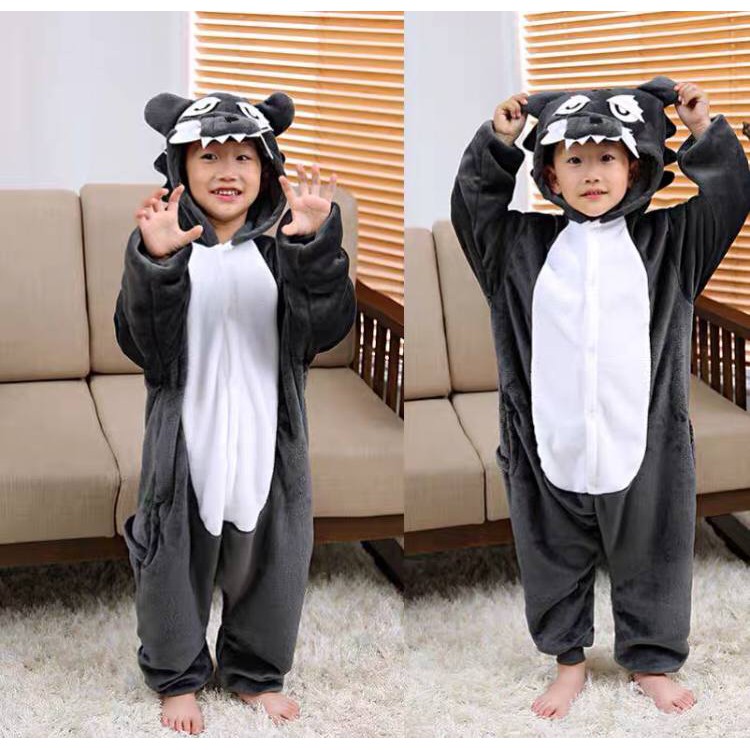 KOSTUM ONESIE SERIGALA WOLF PIYAMA COSPLAY ANAK BAJU TIDUR