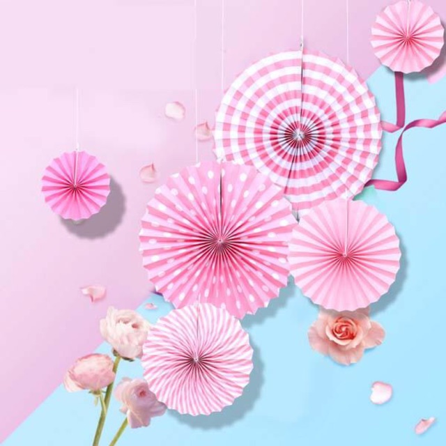 

paper fan pink set