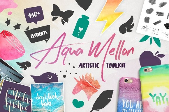 Aqua Mellon Artistic Toolkit - Photoshop &amp; Illustrator