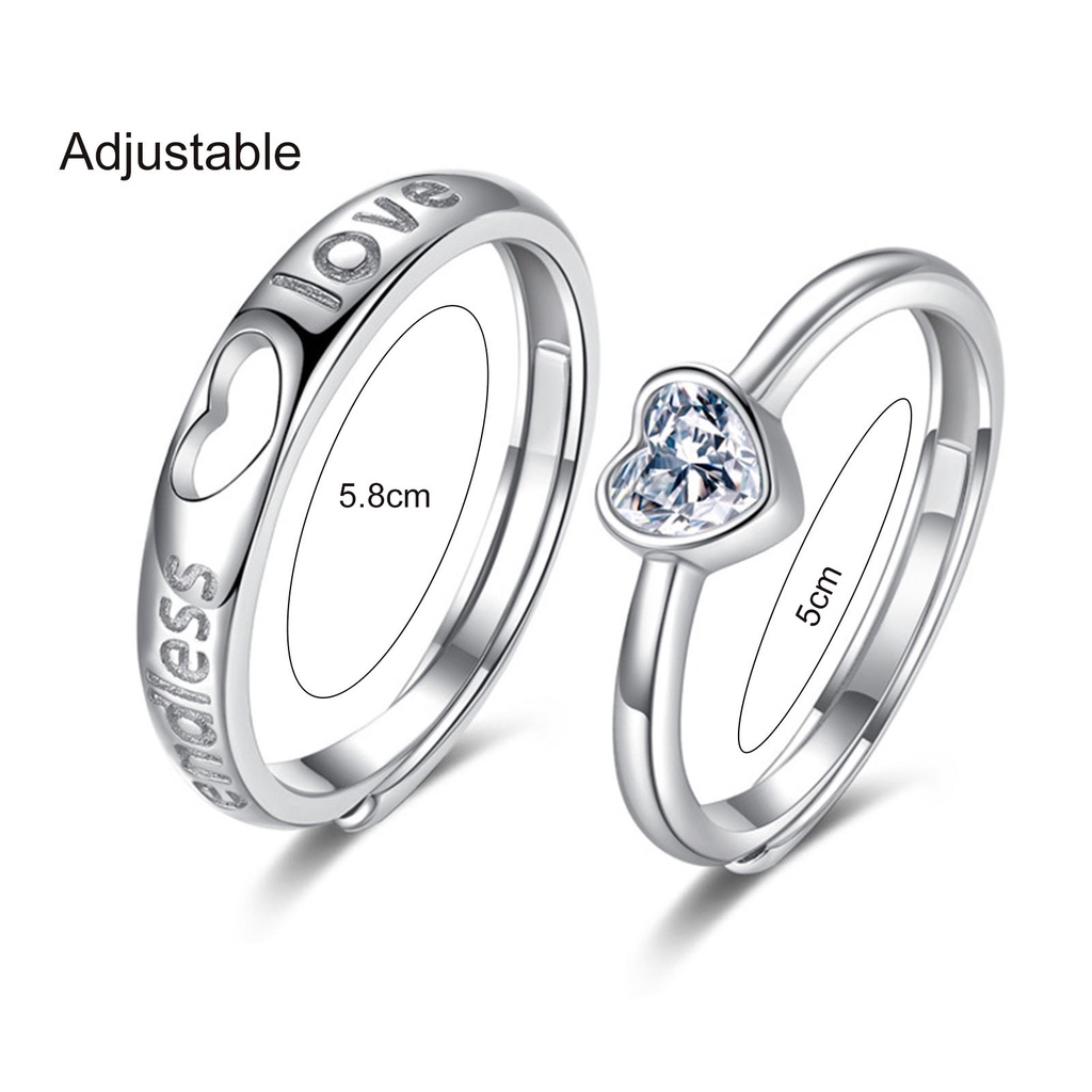 Hu Hu Hu Hu Hu Alat Bantu Pasang Kacamata♡ Set Cincin Pasangan Bentuk Hati Aksen Berlian Imitasi Untuk Hadiah Ulang Tahun