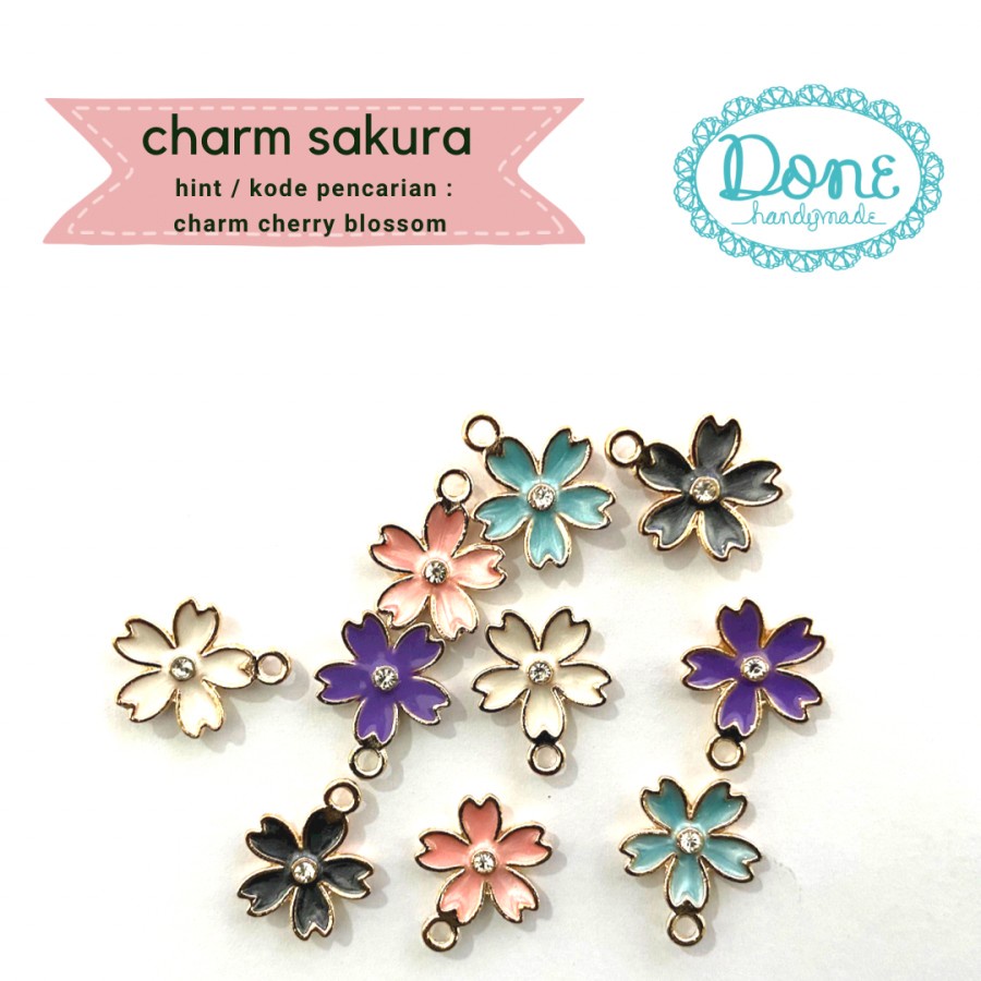 Enamel charm cherry blossom charm enamel bunga sakura