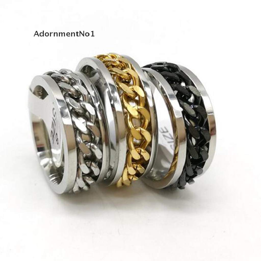 (AdornmentNo1) Cincin Spinner Rantai Baja Bisa Diputar Untuk Pria / Wanita