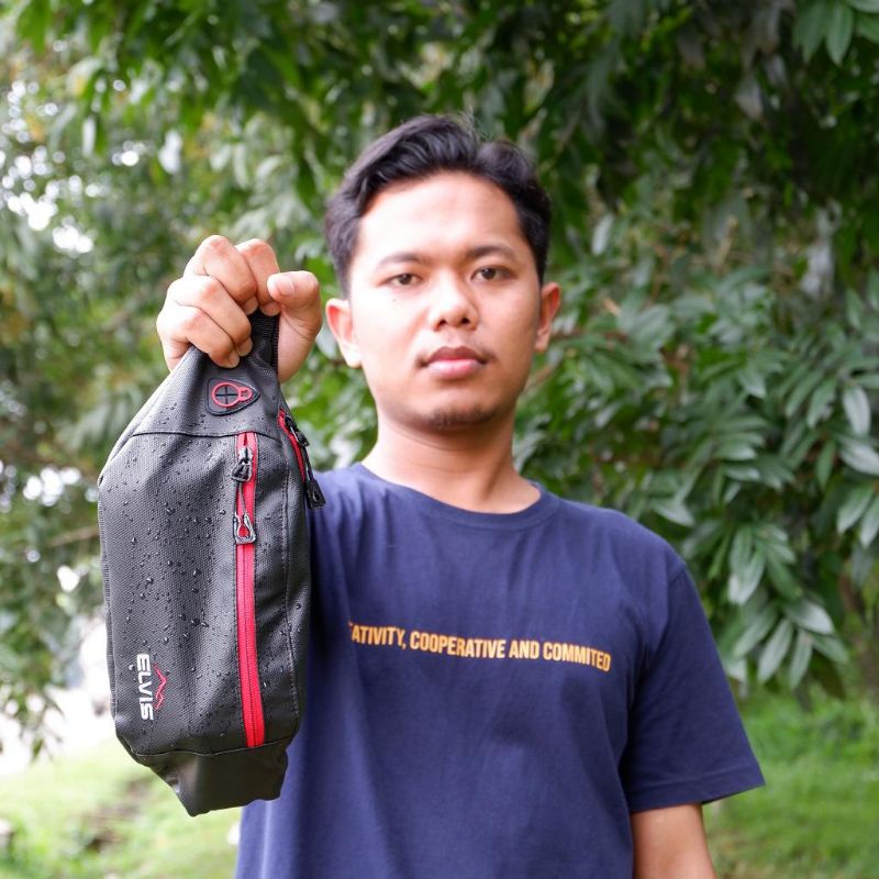 Tas selempang anti air pria waistbag waterproof official elvis aziz