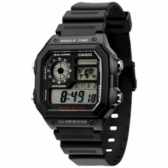 Casio Original AE-1200WH Jam Tangan Pria - Digital - Karet - Hitam