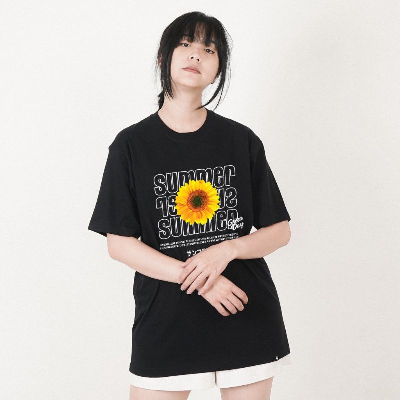 Kaos Sunflower Bunga Matahari Tshirt Baju Distro Cewek Cowok Summer Retro Street Clasic Style Murah