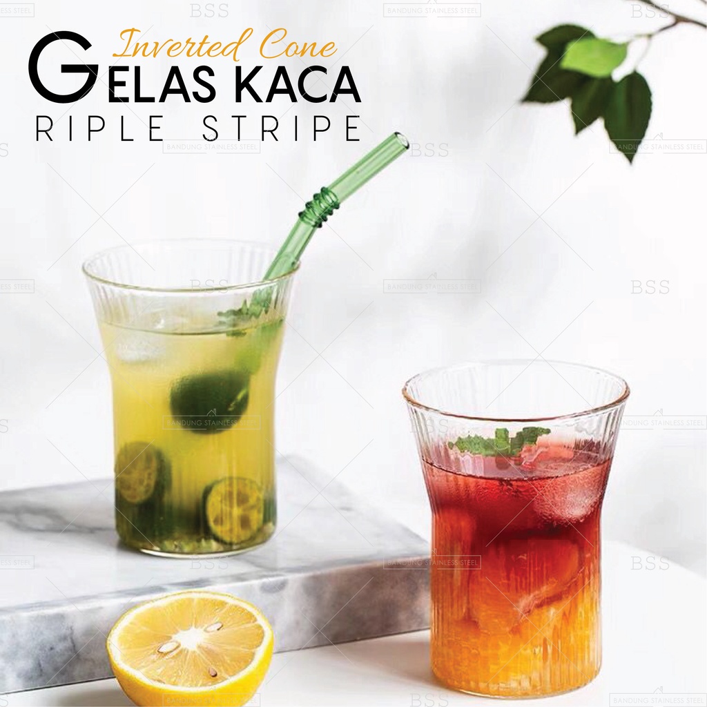 Gelas Kaca 340ml Cafe Ripple Tinggi Yo-Reum Juice Kopi Susu Aesthetic Korean Drinking Glass