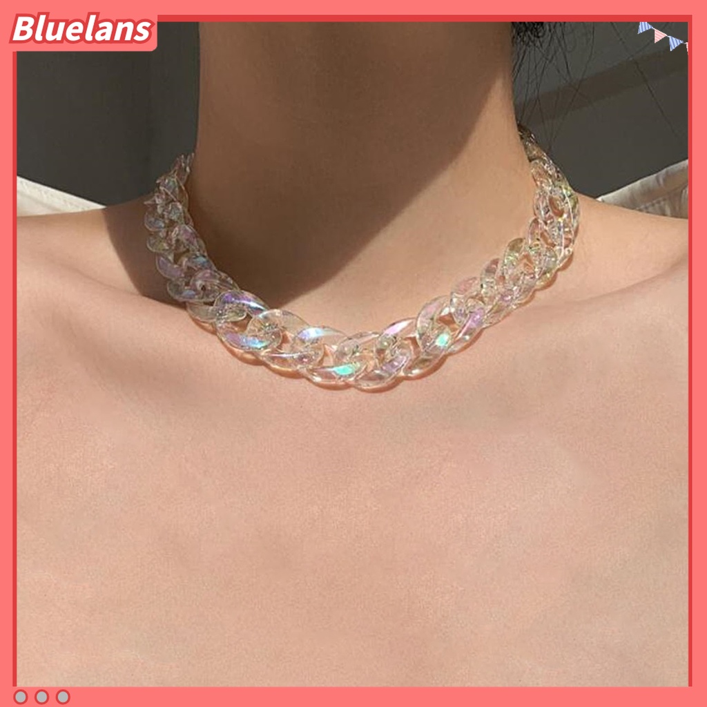 Bluelans Kalung Wanita Desain Lingkaran Bahan Resin Bening Untuk Pesta