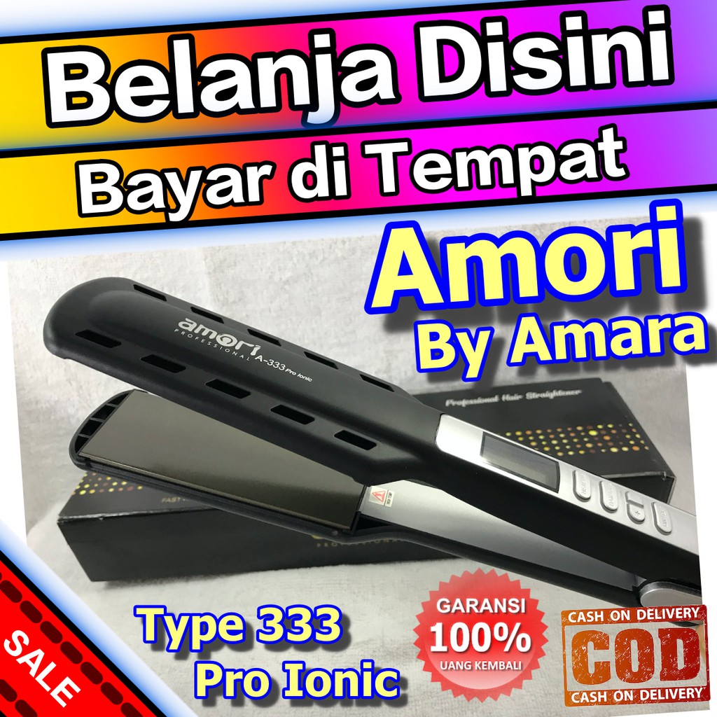 Catok Amori Lurus Plat Lebar 333 Professional Pro Ionic Original Catokan Rambut Ion Layar LCD