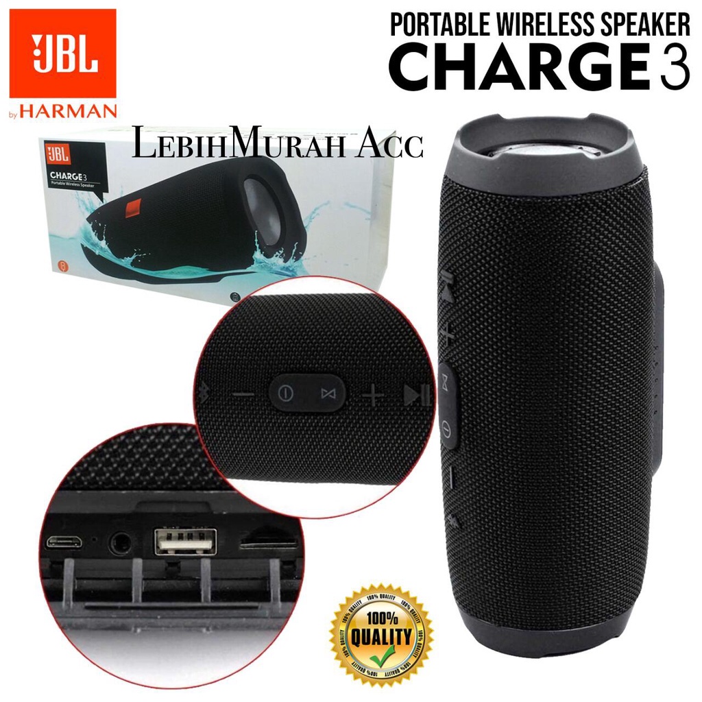 Speaker Bluetooh JBL CHARGE 3+ Speaker Super Bass Wireless CHARGE 3 Portabel Kualitas OEM High Quality High Bass