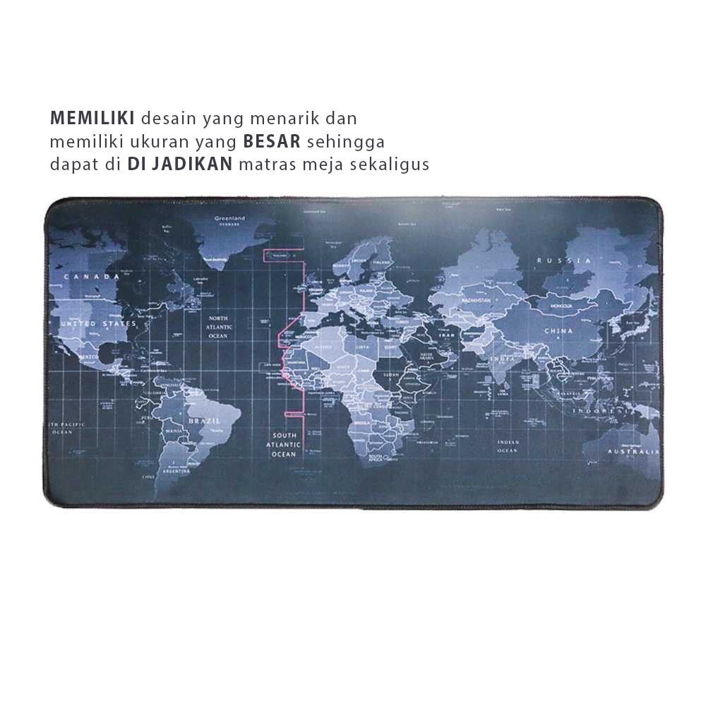 Gaming Mouse Pad Besar XL Desk Mat Anti Slip Motif Peta Dunia