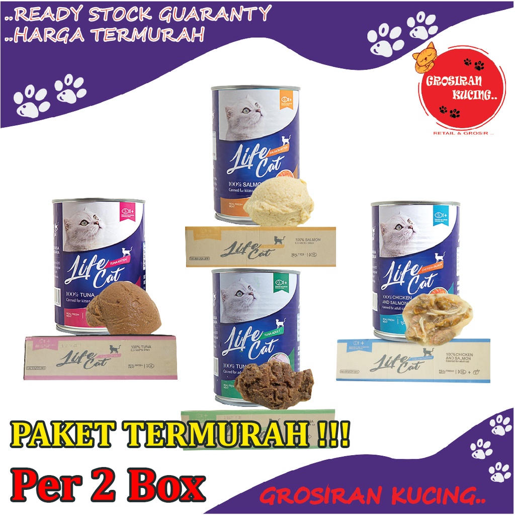 2 Dus / Box Life Cat Kaleng Makanan Kucing Basah Dewasa dan Anak