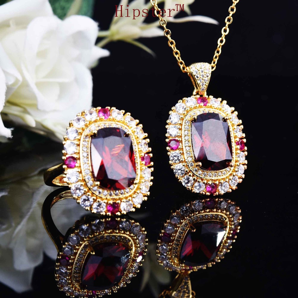 High-End Jewelry Pendant Luxury Ruby Set Rings Necklace