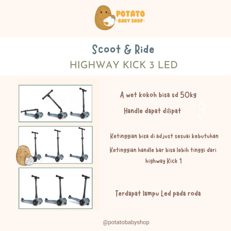 Scoot &amp; Ride Highway Kick 3 Led  / Scooter Anak