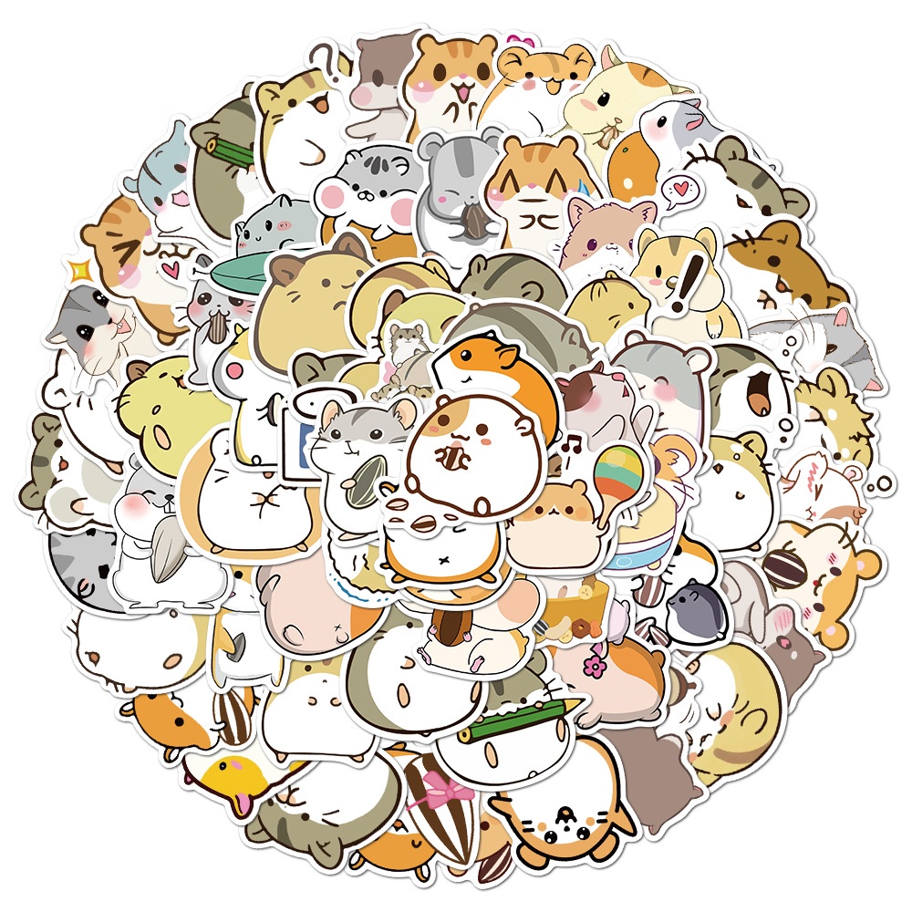 100 cartoon cute round hamster graffiti stickers mobile phone case skateboard suitcase waterproof stickers