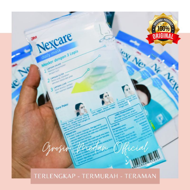 NEXCARE 3M EARLOOP 3 PLY MASK CARBON MASKER HIJAB