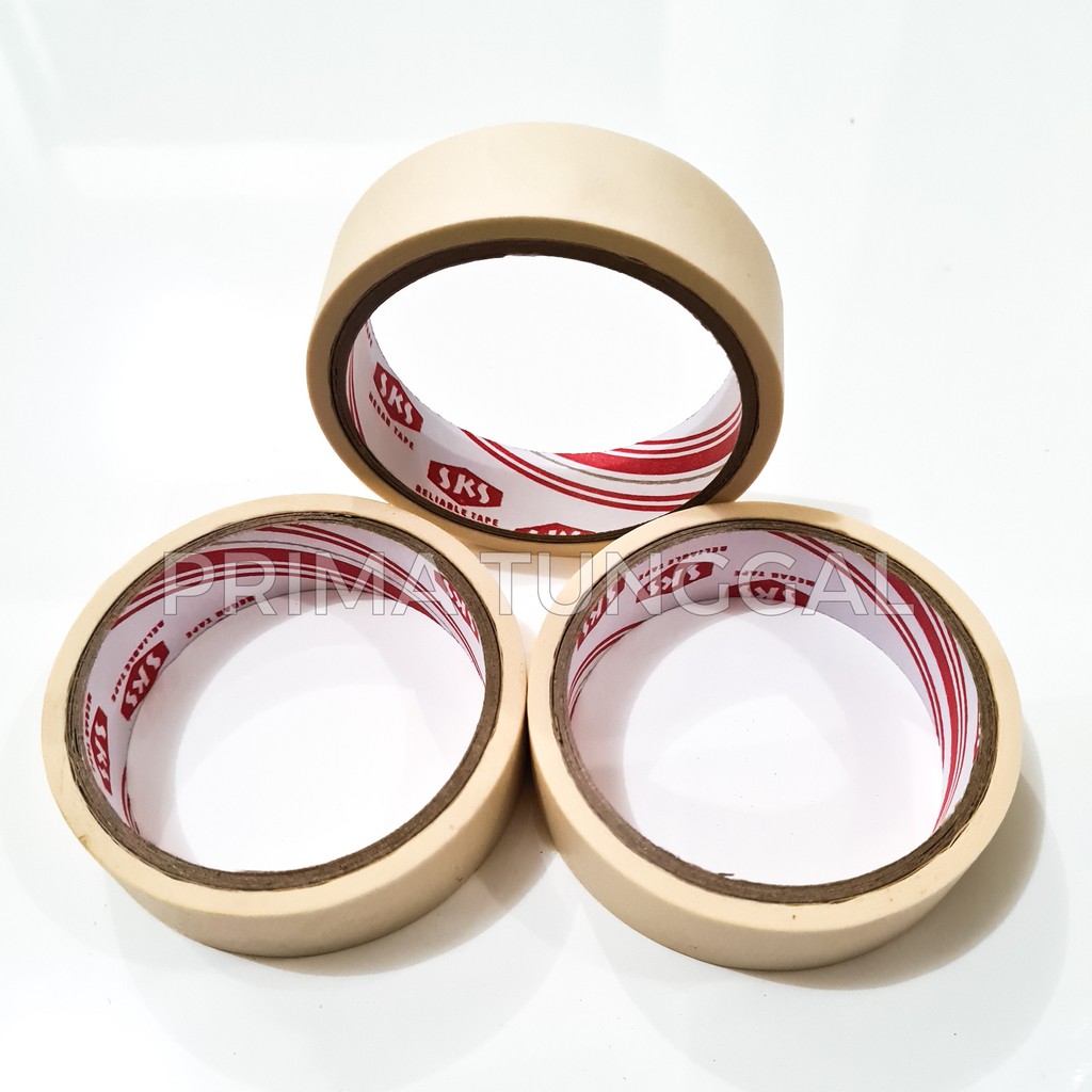 

Lakban Kertas SKS 1" inch 24mm Masking Tape 1" inch Lem Kertas 1" inch