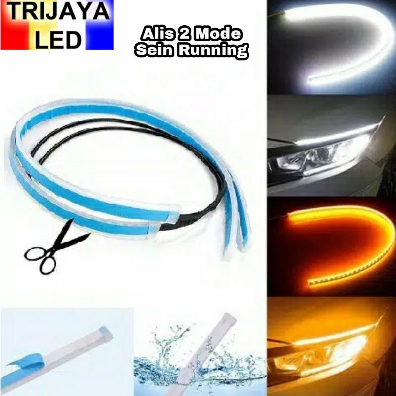 Lampu LED Alis DRL 30 cm 60 cm Senja Sein Running Sen Motor Mobil 2 Mode Fleksibel Slim-4