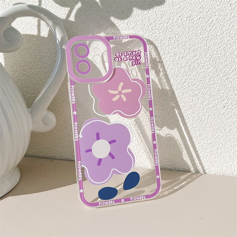 Soft Case Silikon Motif Bunga Ungu Untuk OPPO A16 A16e A15 A15s A54 A74 A94 A95 A76 A3s A5s A5 A9 Reno 7 6 5 7Z 5Z Pro A53 A33 A32 A92 A57 4G