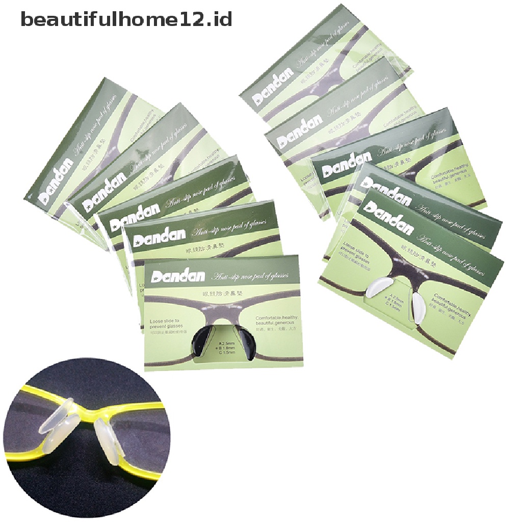 【beautifulhome12.id】 5 pairs 1.8mm anti-slip silicone nose pads eyeglass sunglass glasses spectacles .