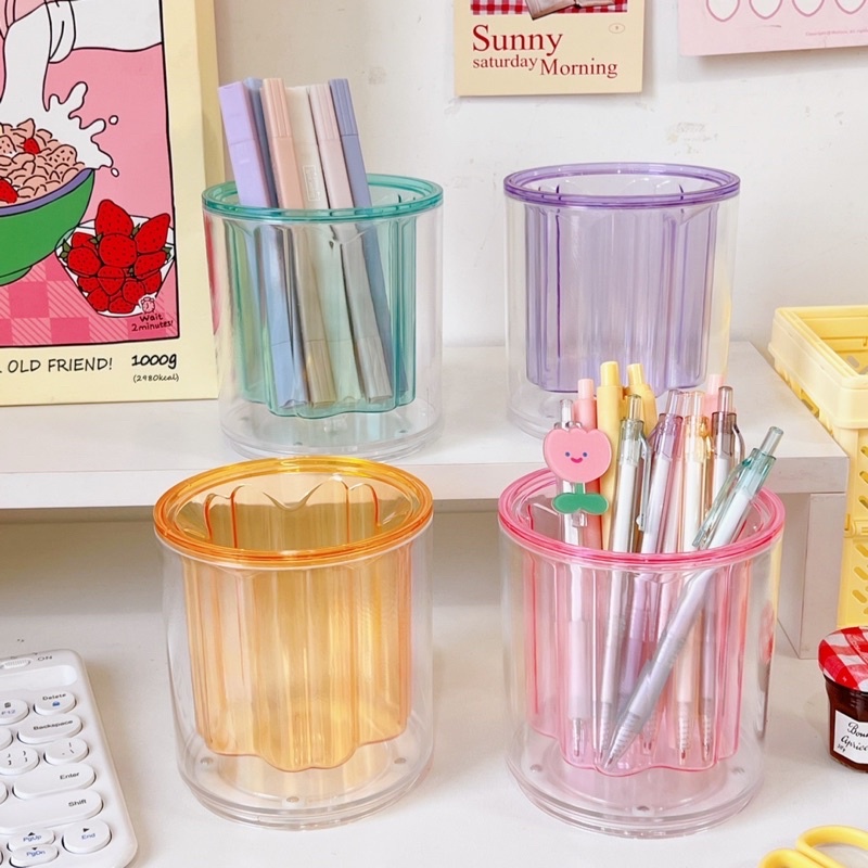 KENSHO Pen Holder / Tempat Alat Tulis / Clear Desk Set Aesthetic Import Lucu