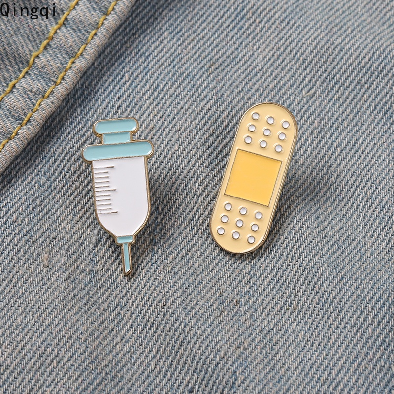 Bros Pin Enamel Bentuk Jarum Suntik Bahan Logam Untuk Kerah Kemeja