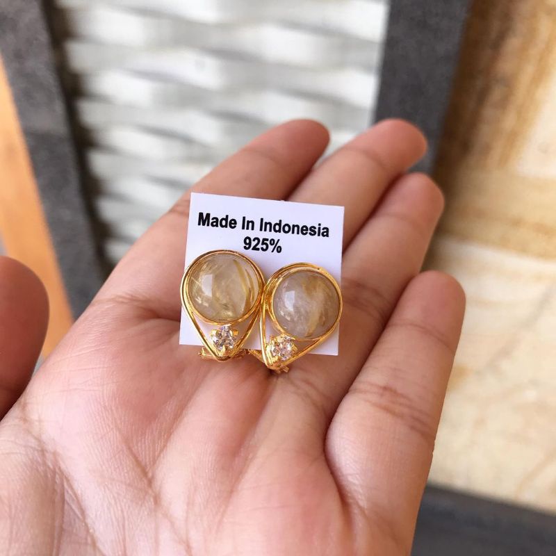 anting perak bali lapis emas rambut sedana