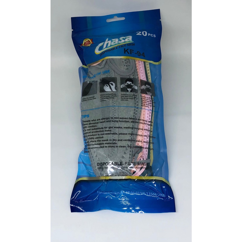 Masker KF94 CHASA Sachet Ziplock 20pcs 3D Stereoscopic Fish