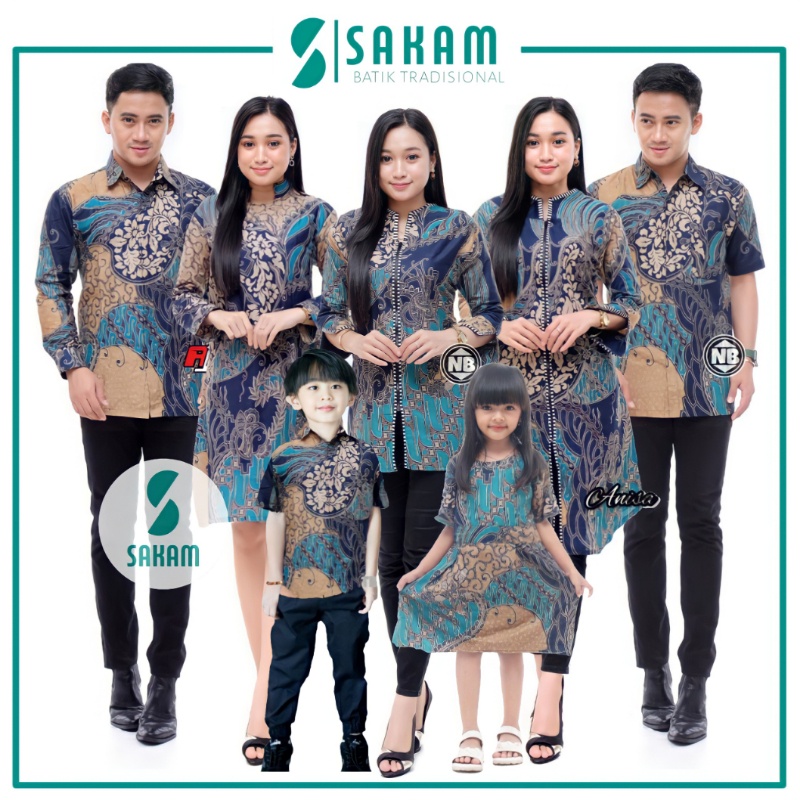 Baju Couple Set Pakaian Batik Sarimbit Keluarga Kondangan Gamis Kemeja Blouse Hem Tunik Ayah Ibu dan