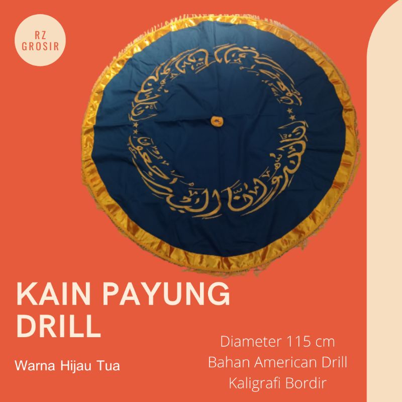 Kain payung kematian bahan American drill hijau tua