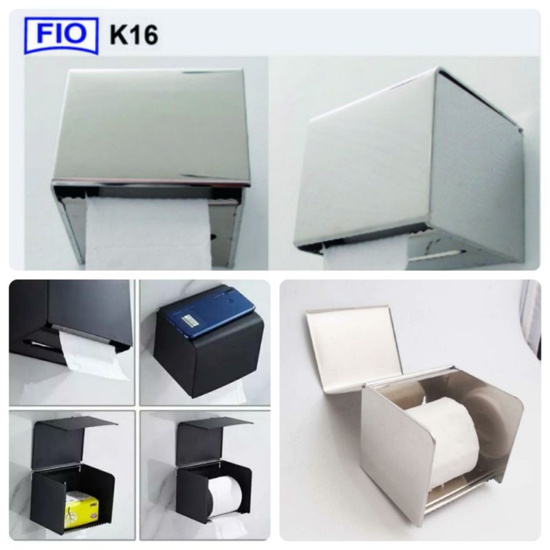 Tempat Tissue Gulung Hitam/Roll /Lembaran Kecil Fiorentino K16/Tempat Tissue Stainless Stell